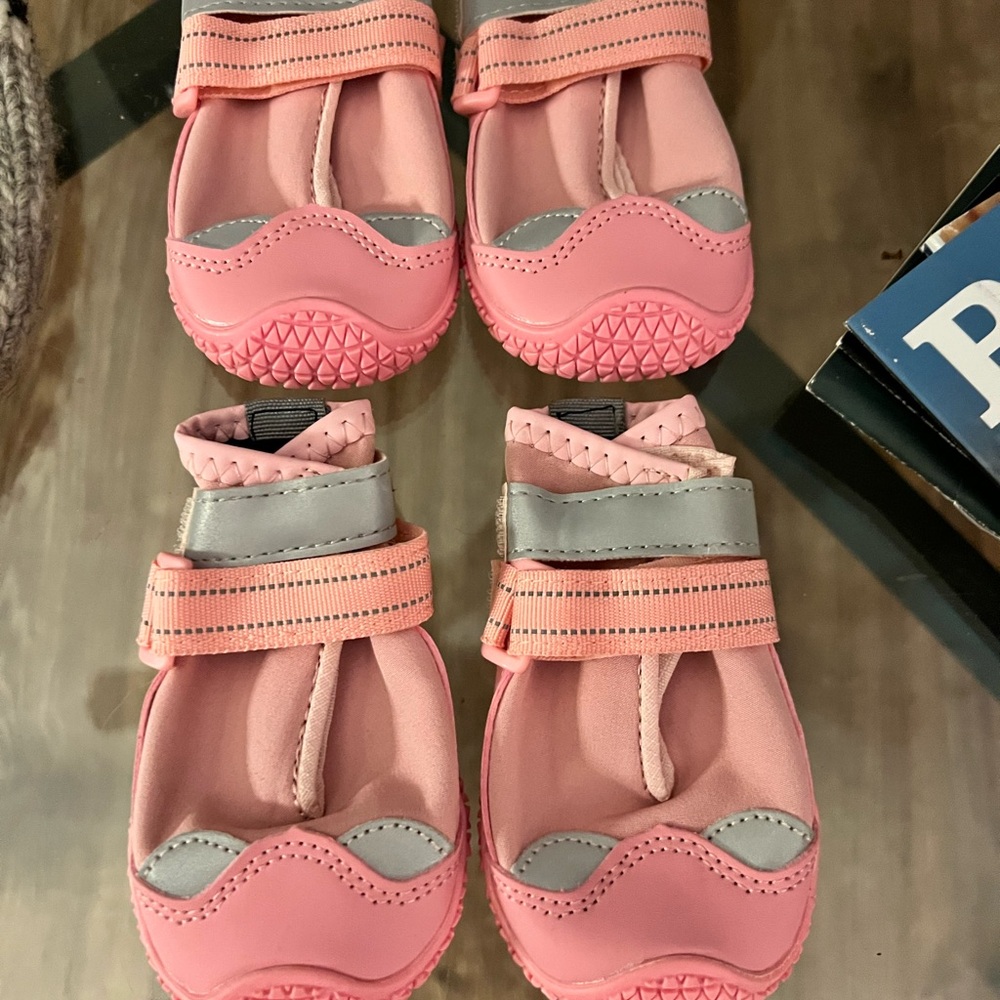 Adorable Pink Dog Shoes!